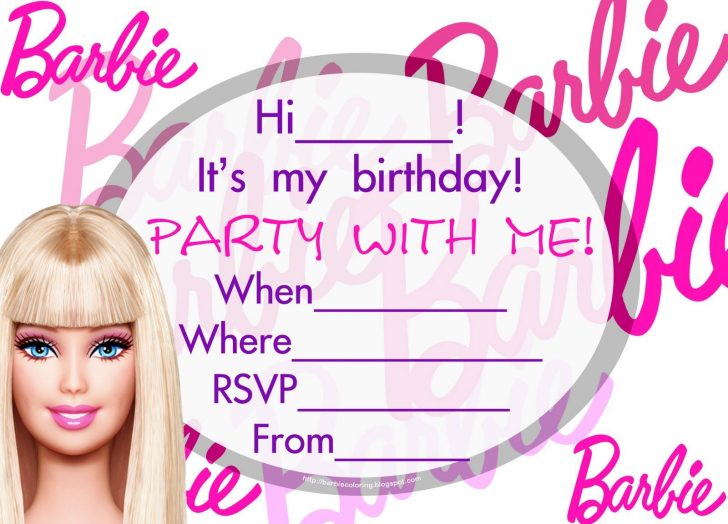 Free Printable Barbie Birthday Party Invitations