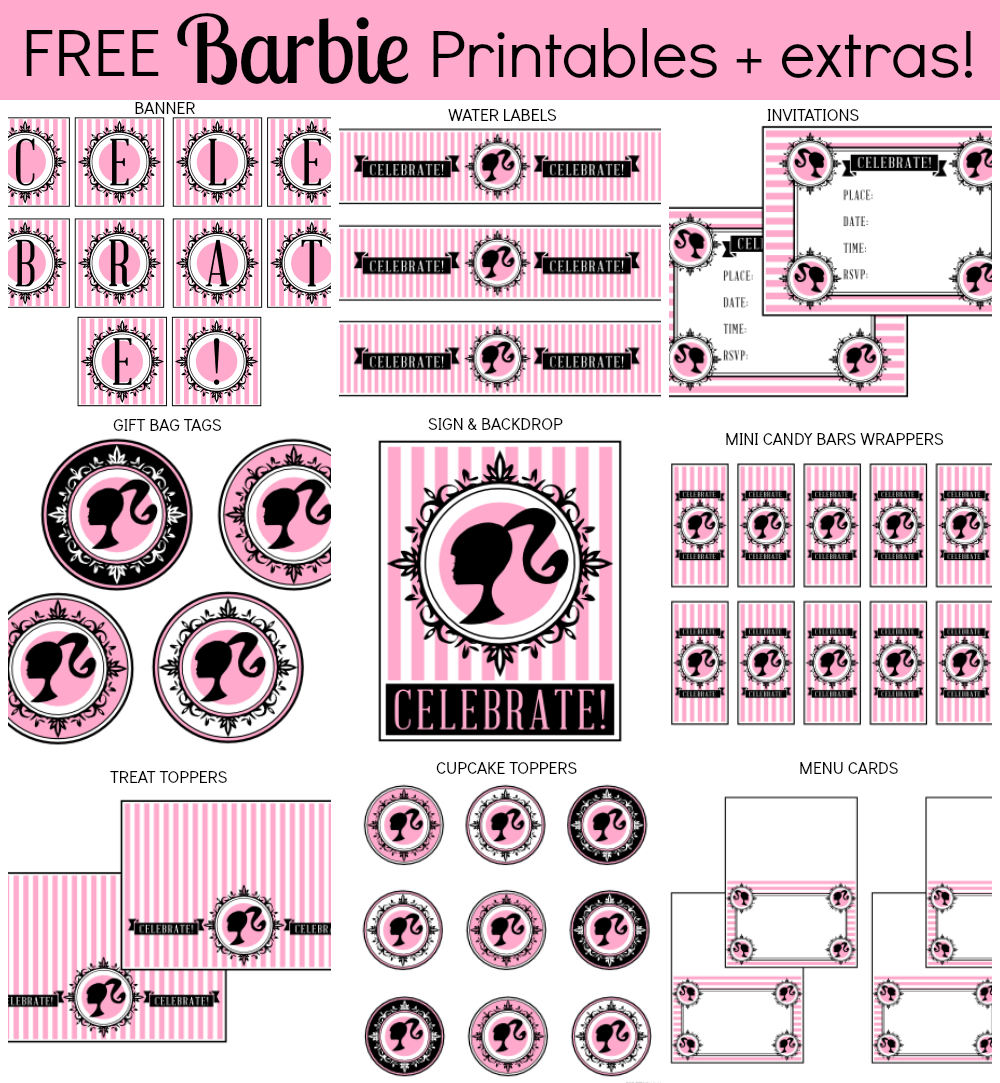 Barbie Birthday Party Printables | Kids Spa Party | Barbie Birthday - Free Printable Barbie Cupcake Toppers