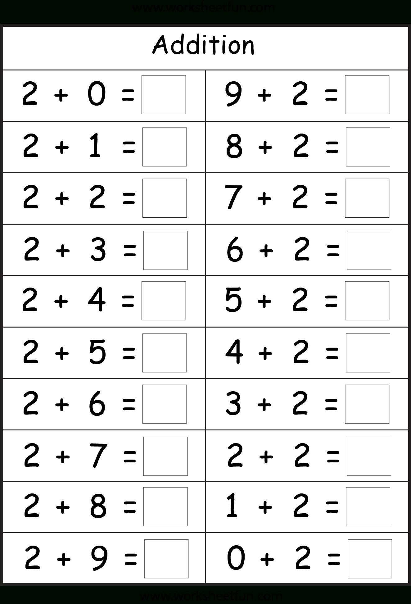 Basic Addition Facts – 8 Worksheets / Free Printable Worksheets - Free Printable Addition Chart