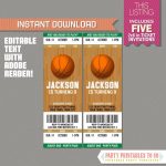 Basketball Ticket Invitation + Free Thank You Card!   (Green And   Basketball Invites Free Printable