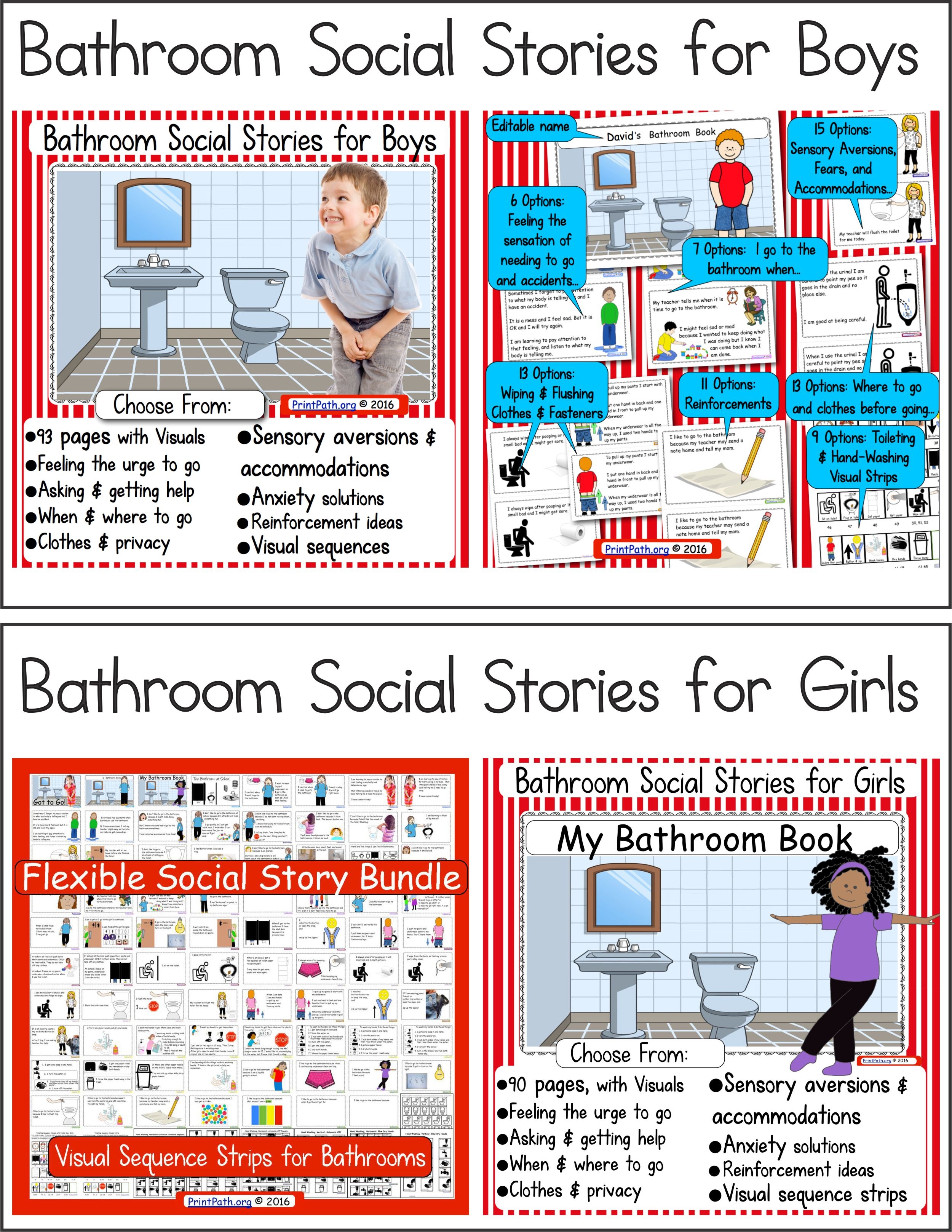 Bathroom Social Stories Boys Or Girls - Your Therapy Source - Free Printable Sensory Stories