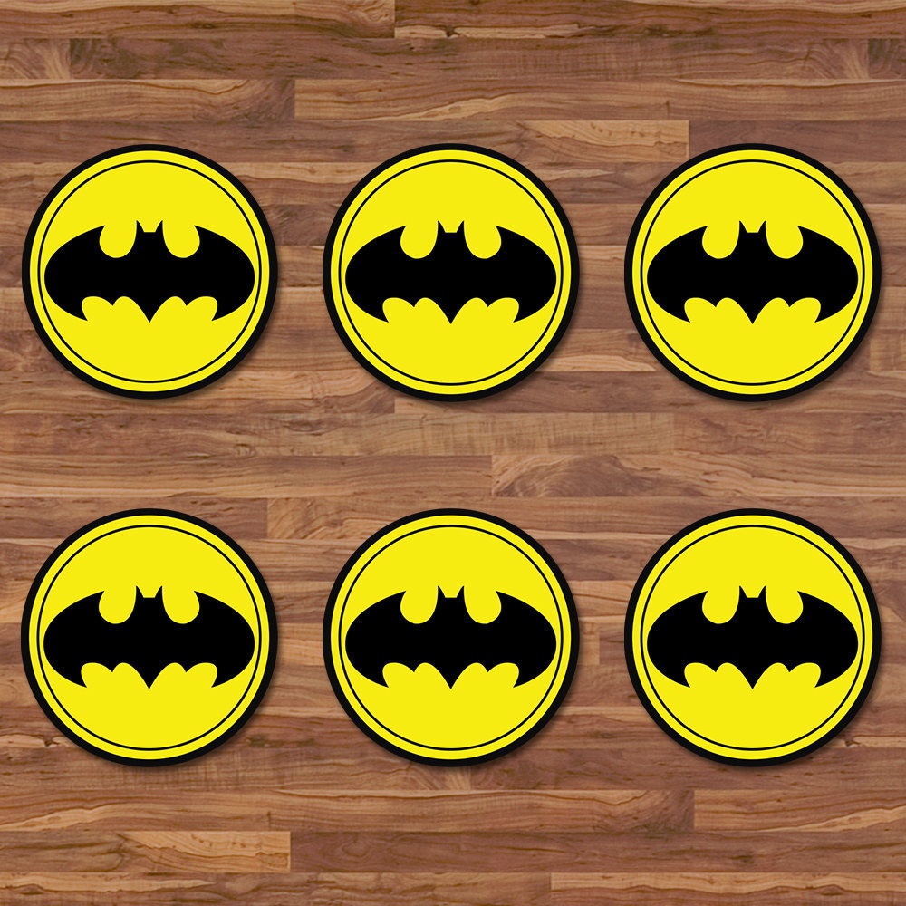 Batman Cupcake Toppers - Batman Stickers - Black &amp;amp; Yellow Logo - Batman  Birthday - Batman Printables - Batman 2 Inch Round Stickers 100653 - Batman Cupcake Toppers Free Printable