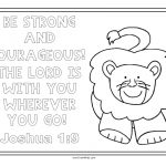 Be Strong And Courageous Free Bible Coloring Worksheet. | Church   Free Printable Bible Lessons For Toddlers