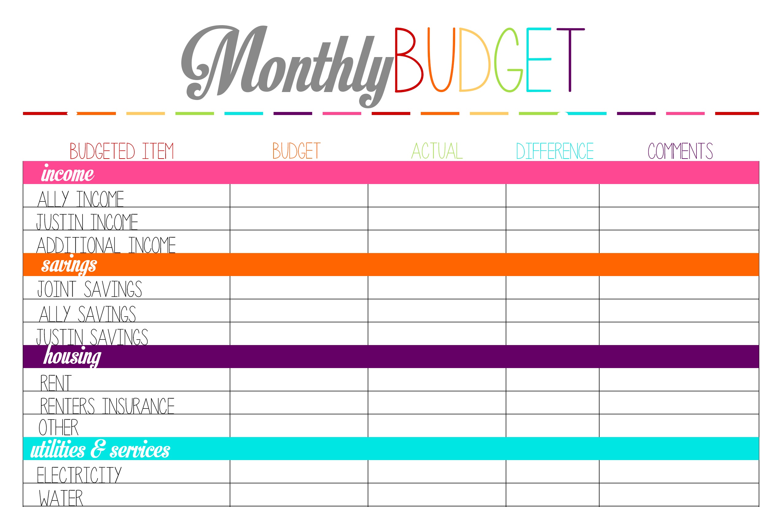 Best Budget Sheets - Kaza.psstech.co - Free Printable Budget Templates