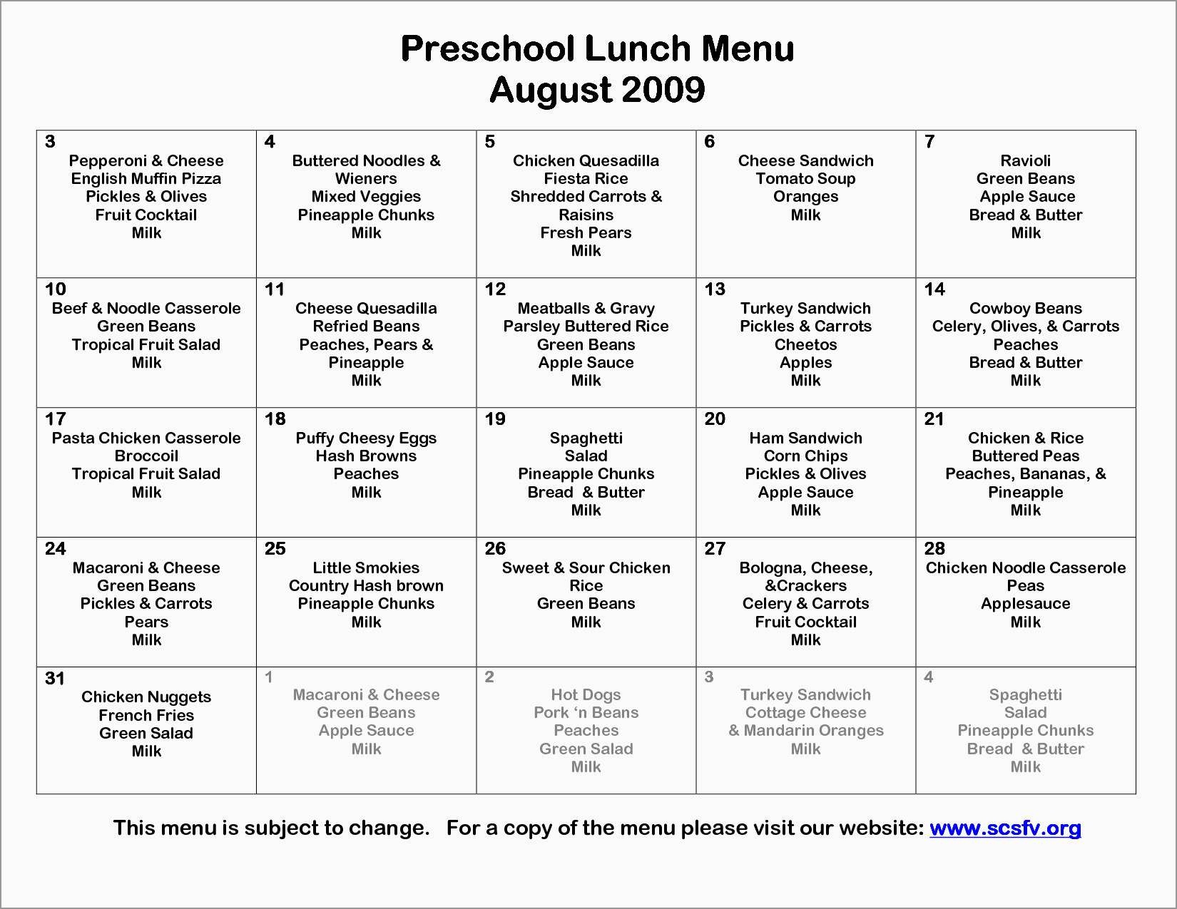 Best Of Free Printable Lunch Menu Template | Best Of Template - Free Printable Daycare Menus