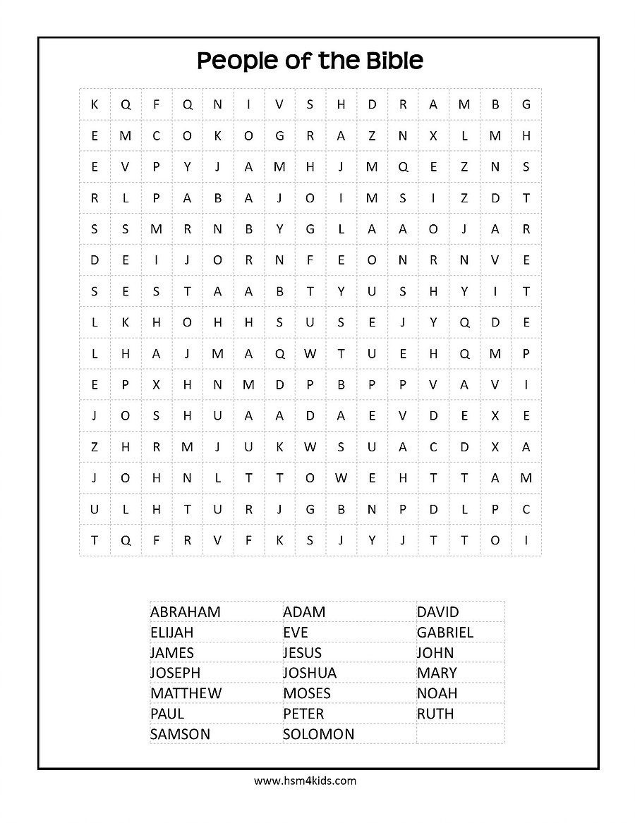 Bible People Word Search | Worksheets Children Ministry | Bible For - Free Printable Catholic Word Search