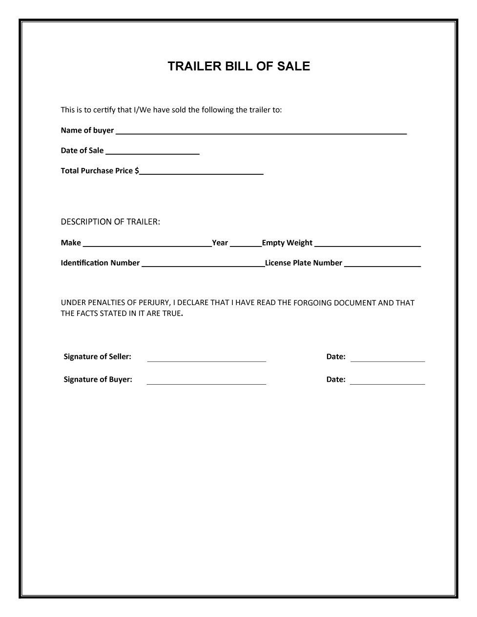 free general blank vehicle bill of sale form pdf docx free printable