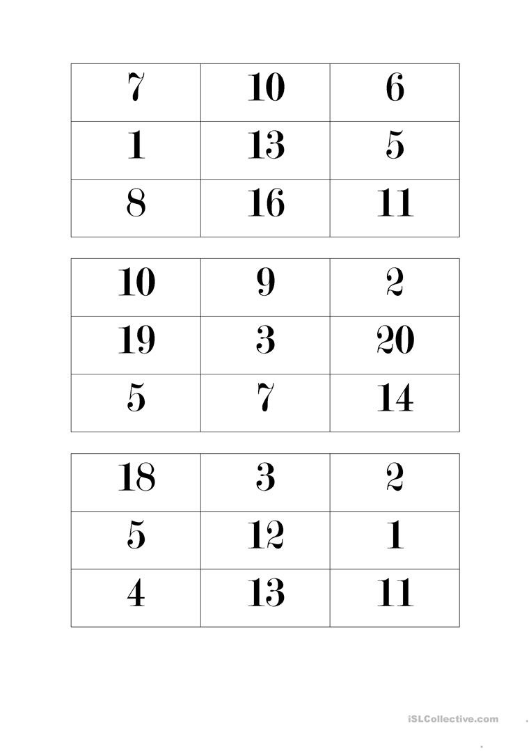 Bingo 1-20 Worksheet - Free Esl Printable Worksheets Madeteachers - Free Printable Number Bingo Cards 1 20