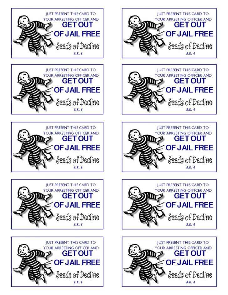 Get Out Of Jail Free Card Printable