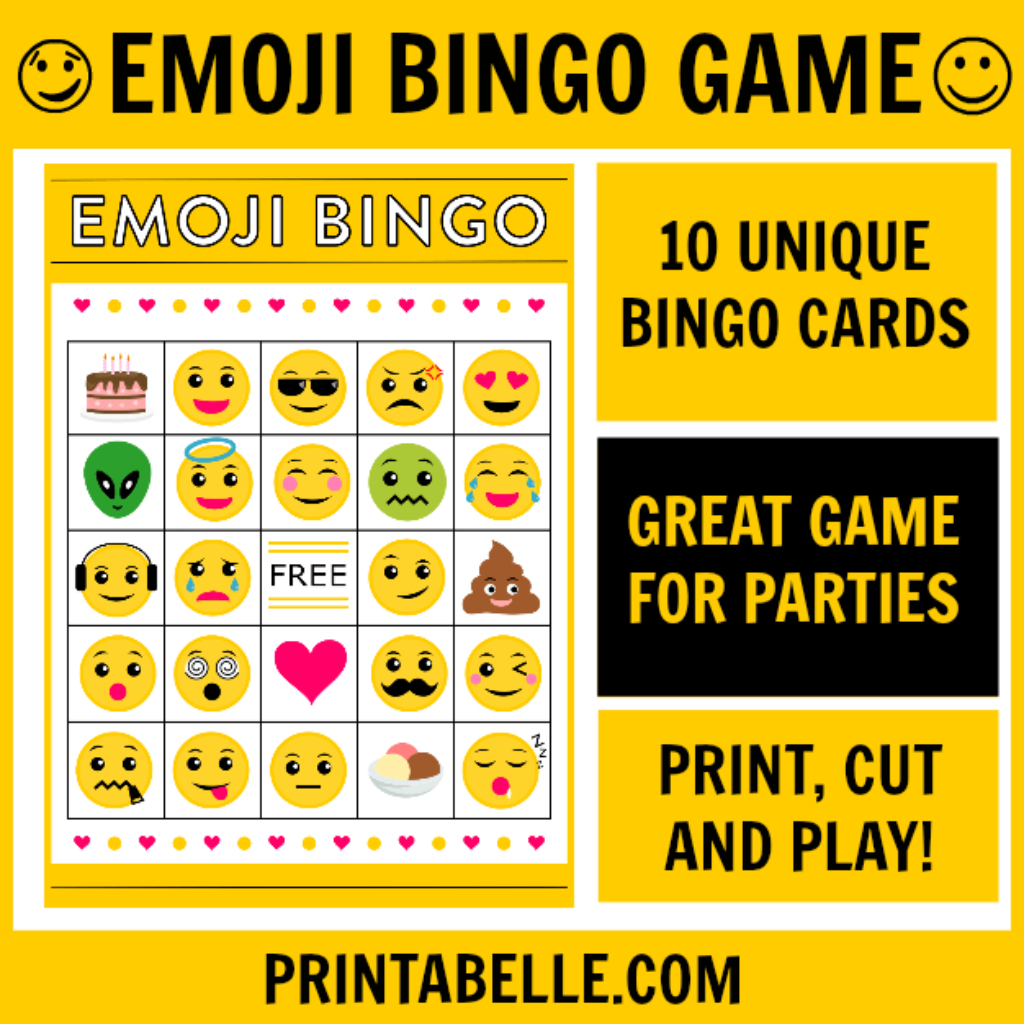 Birthday Party Free Printables &amp;amp; Games – Download Free Party - Free Emoji Bingo Printable