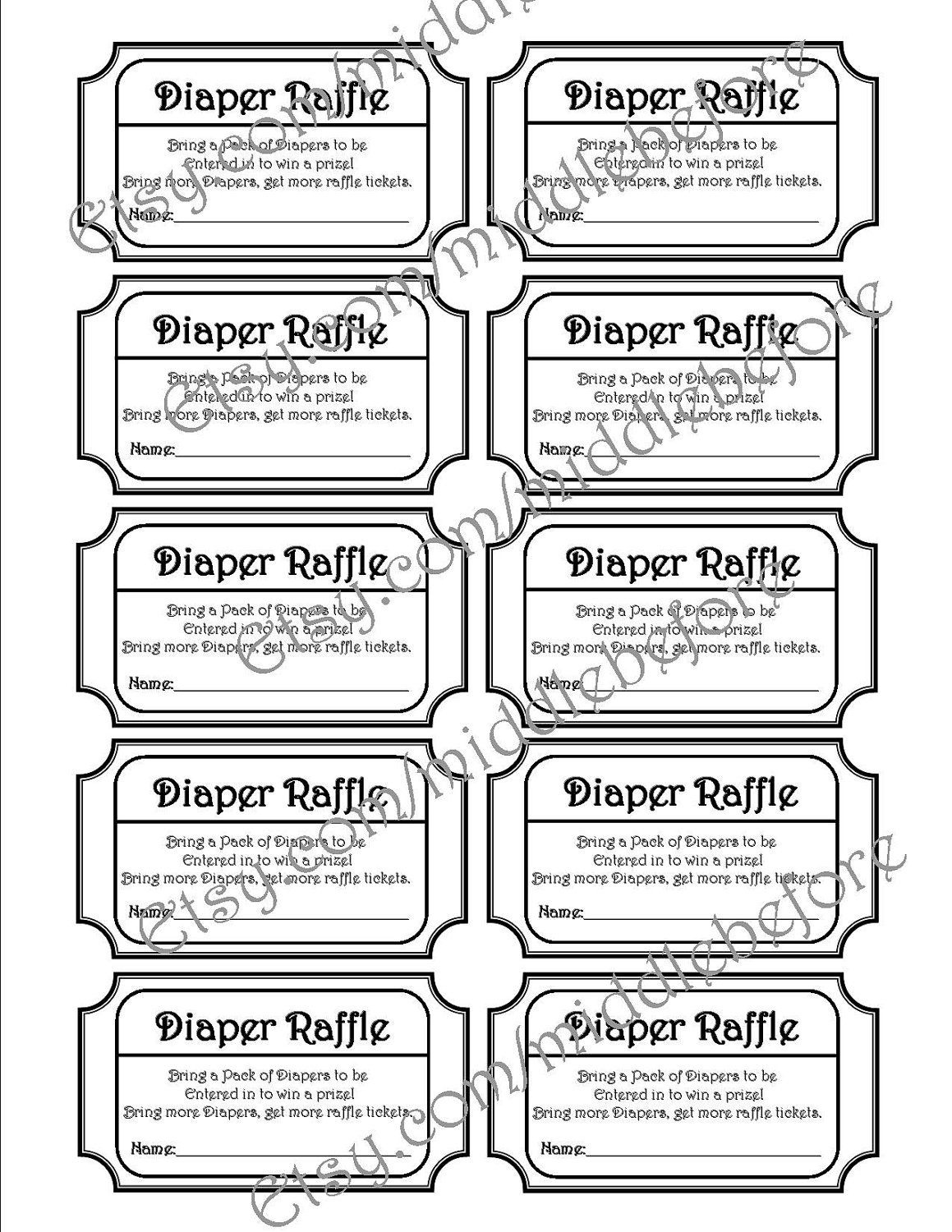 free printable diaper raffle tickets black and white