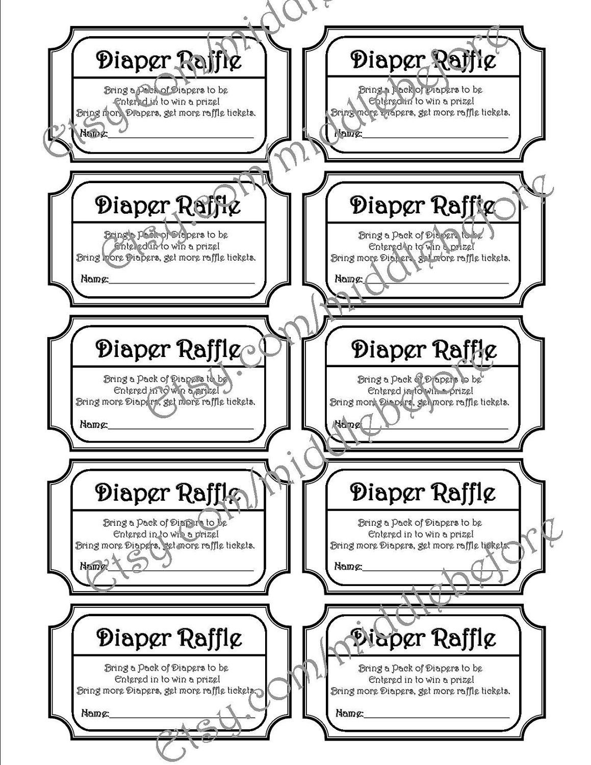 Diaper Raffle Tickets Printable Customize And Print