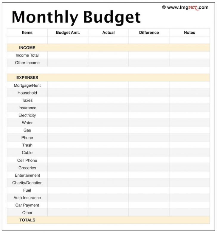 12 month blank household budget template