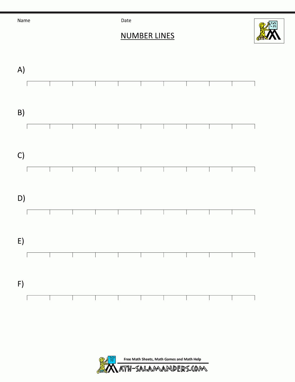 Blank Number Lines - Free Printable Number Line