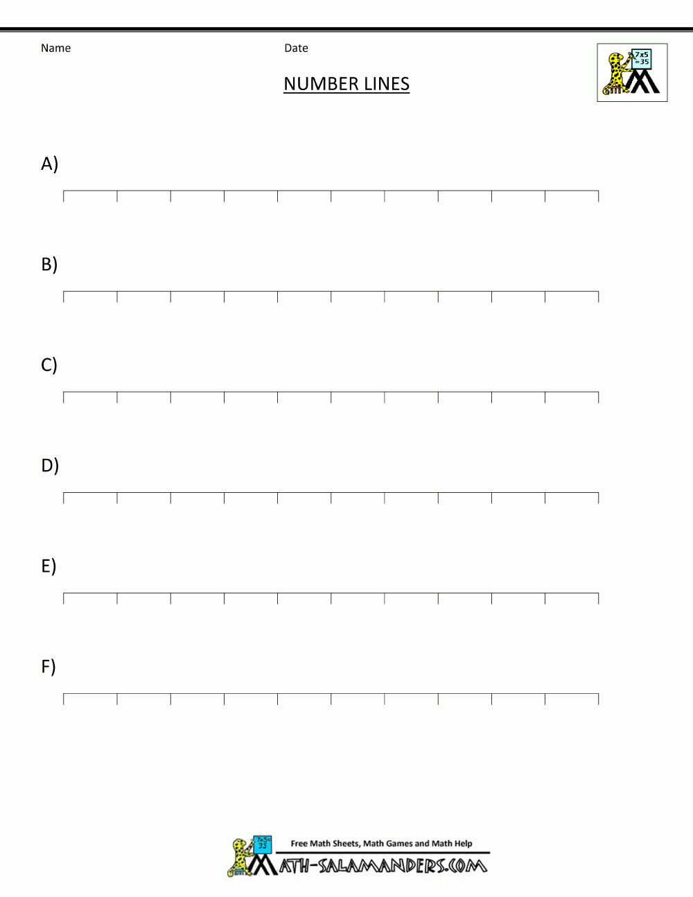 integer number line template math ideas integer number