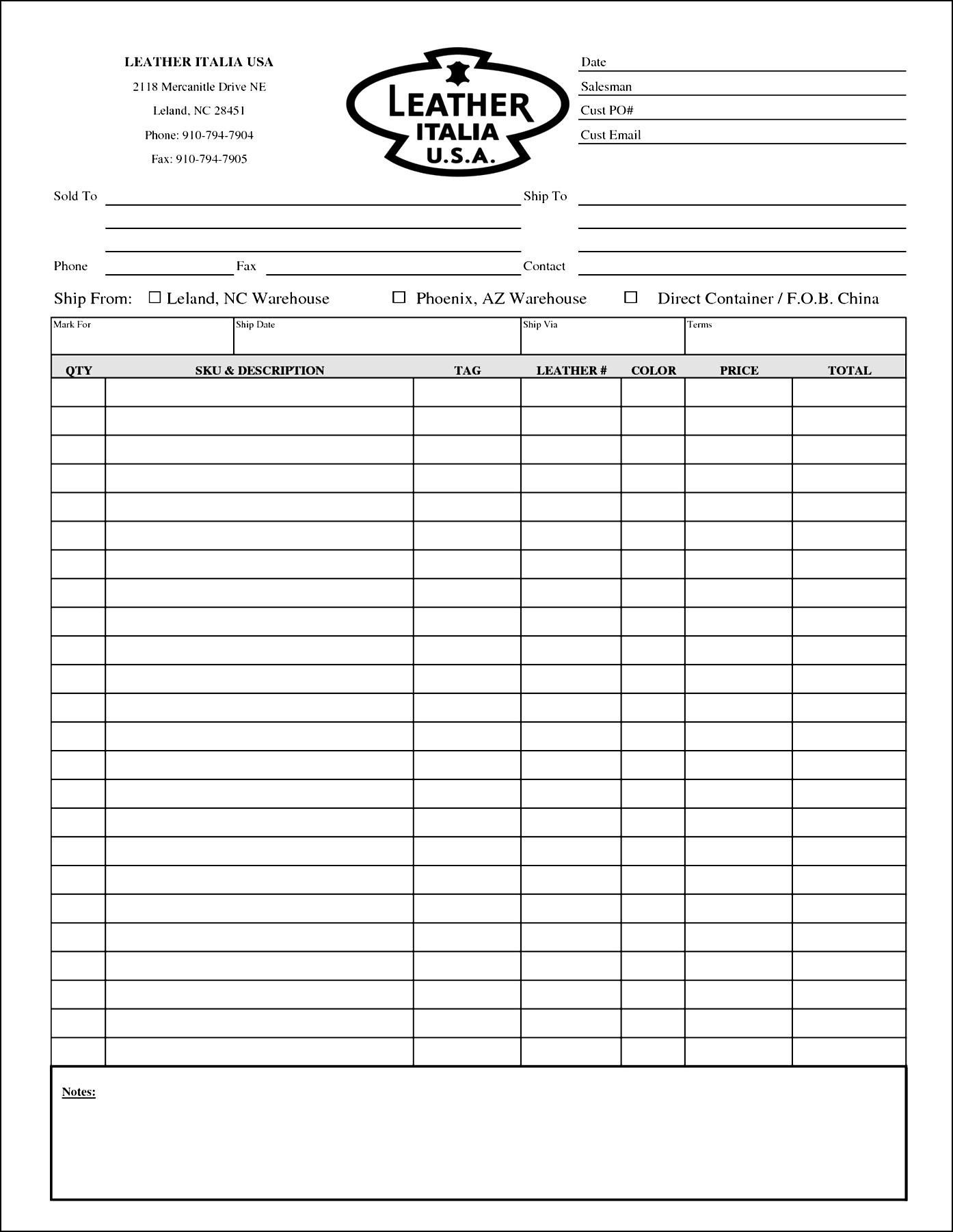 Blank Order Form Template Excel | Besttemplates123 | Sample Order - Free Printable Order Forms