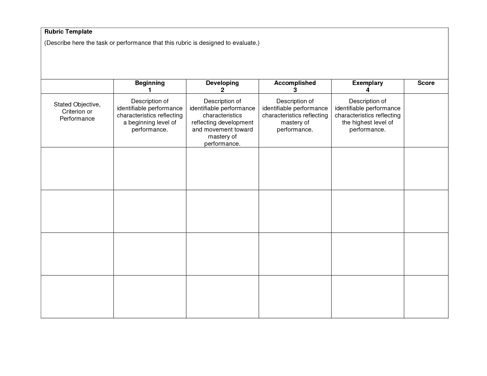 Blank Rubrics To Fill In | Rubric Template - Download Now Doc | Gs - Free Printable Blank Rubrics
