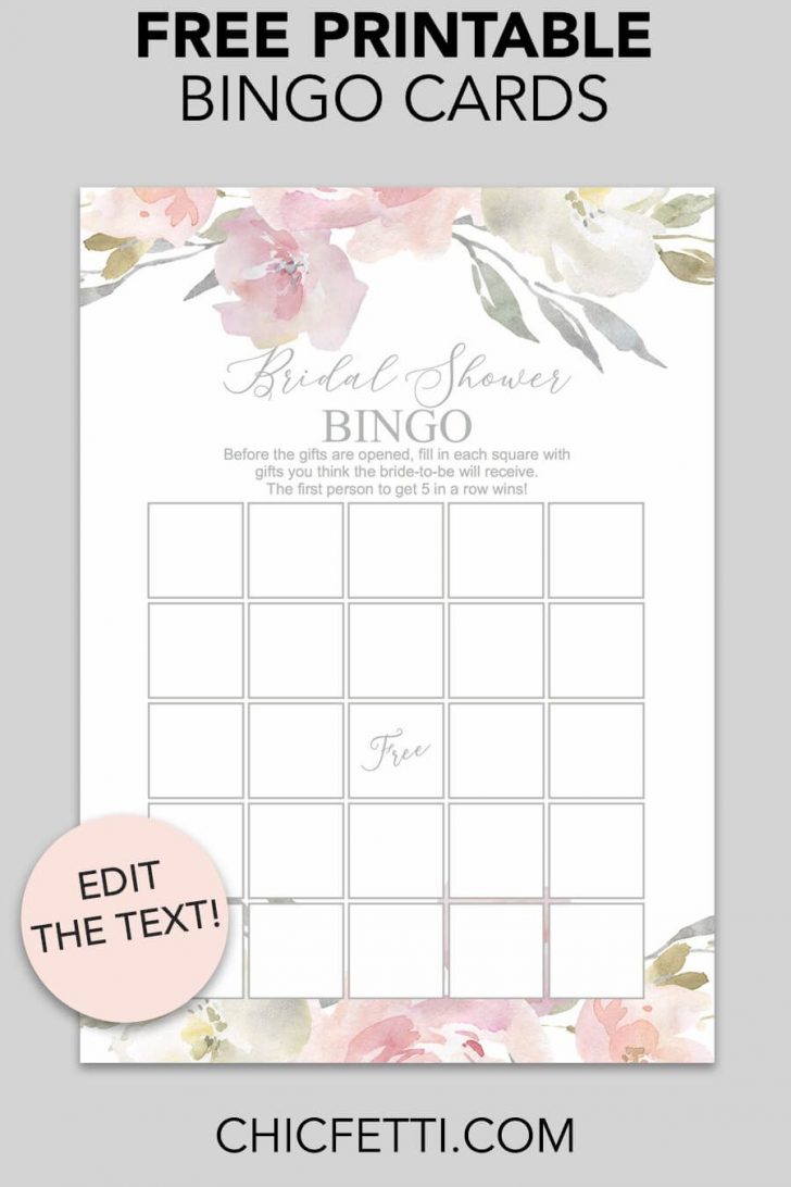Free Printable Bridal Shower Bingo