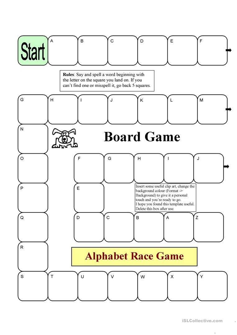 Board Game - Alphabet Race Worksheet - Free Esl Printable Worksheets - Free Printable Alphabet Games