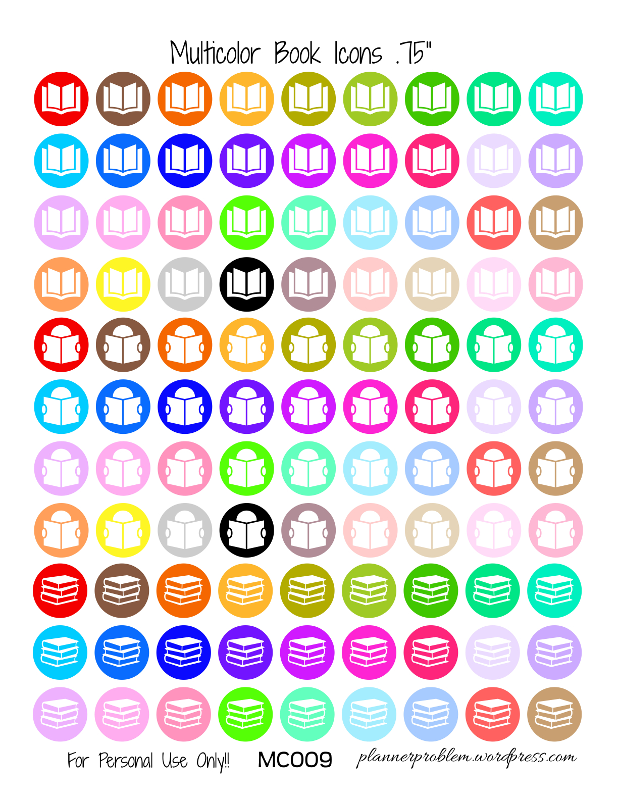 Book Icons – Free Printable Planner Stickers | Printables - Free Printable Icons
