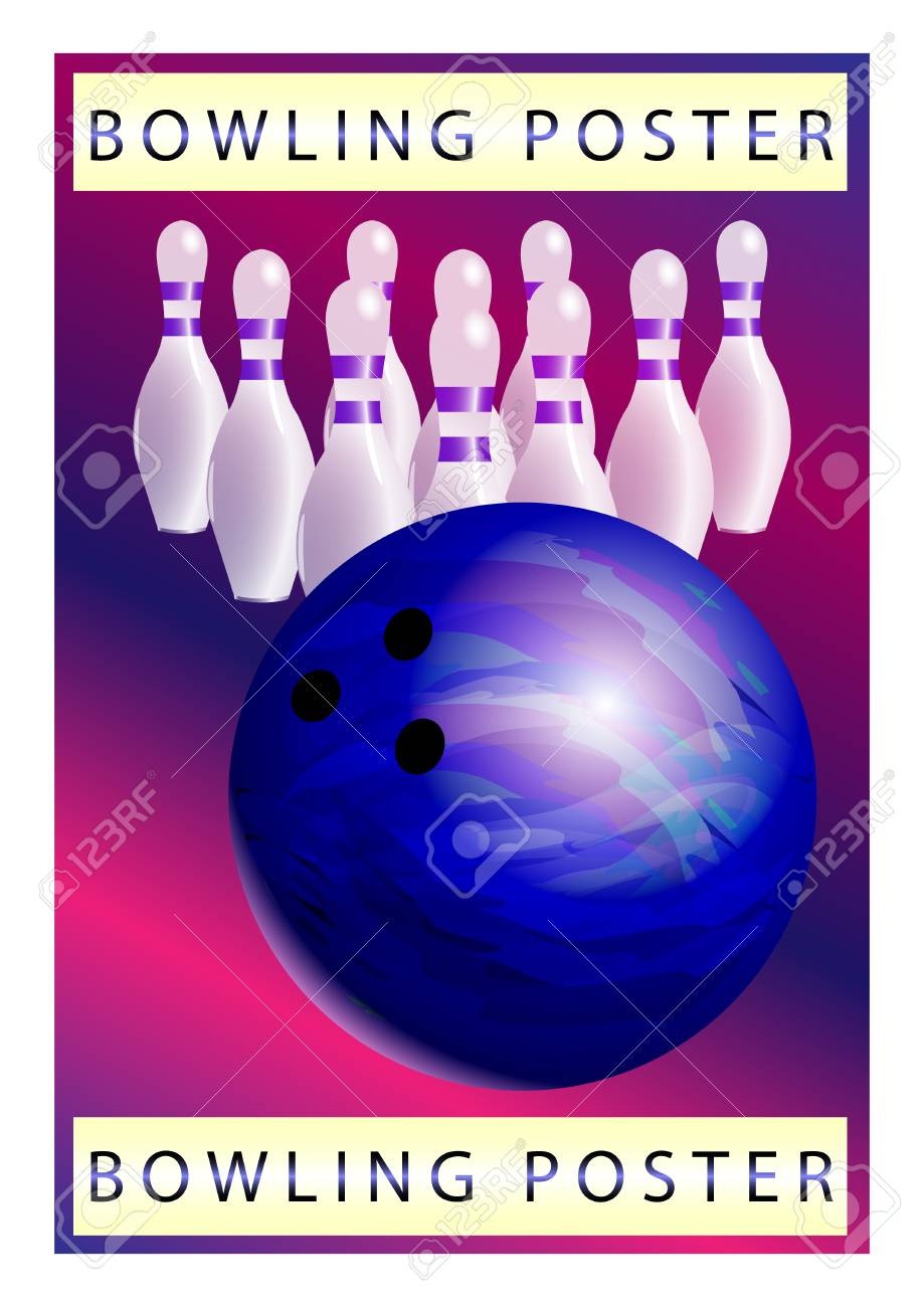 Bowling Poster Vector Template. Bowling Ball And Skittles Modern - Free Printable Bowling Ball Template