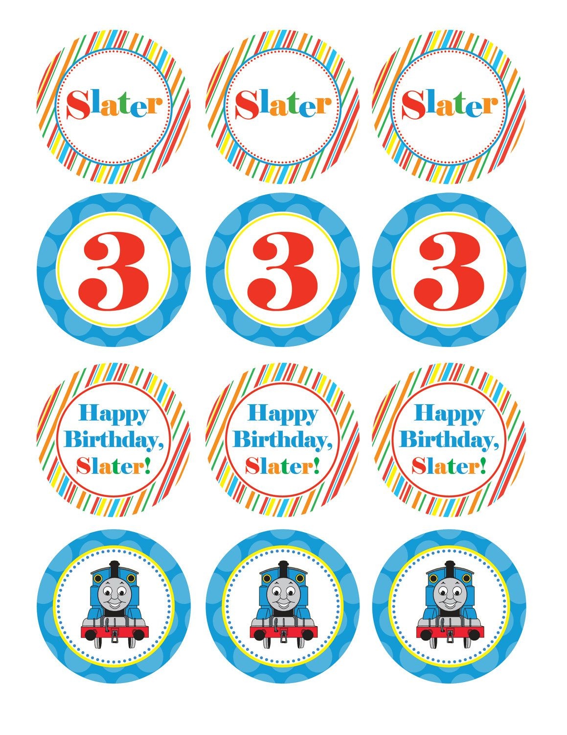 Boy Birthday, Thomas The Train, Custom Cupcake Toppers, Favor Tags - Free Printable Thomas The Train Cupcake Toppers