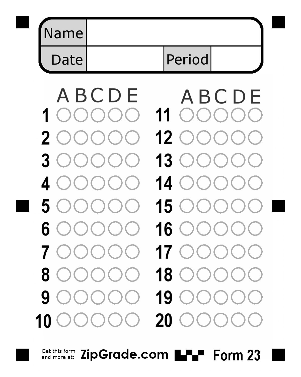Zipgrade Answer Sheet Forms Free Printable Bubble Answer Sheets 