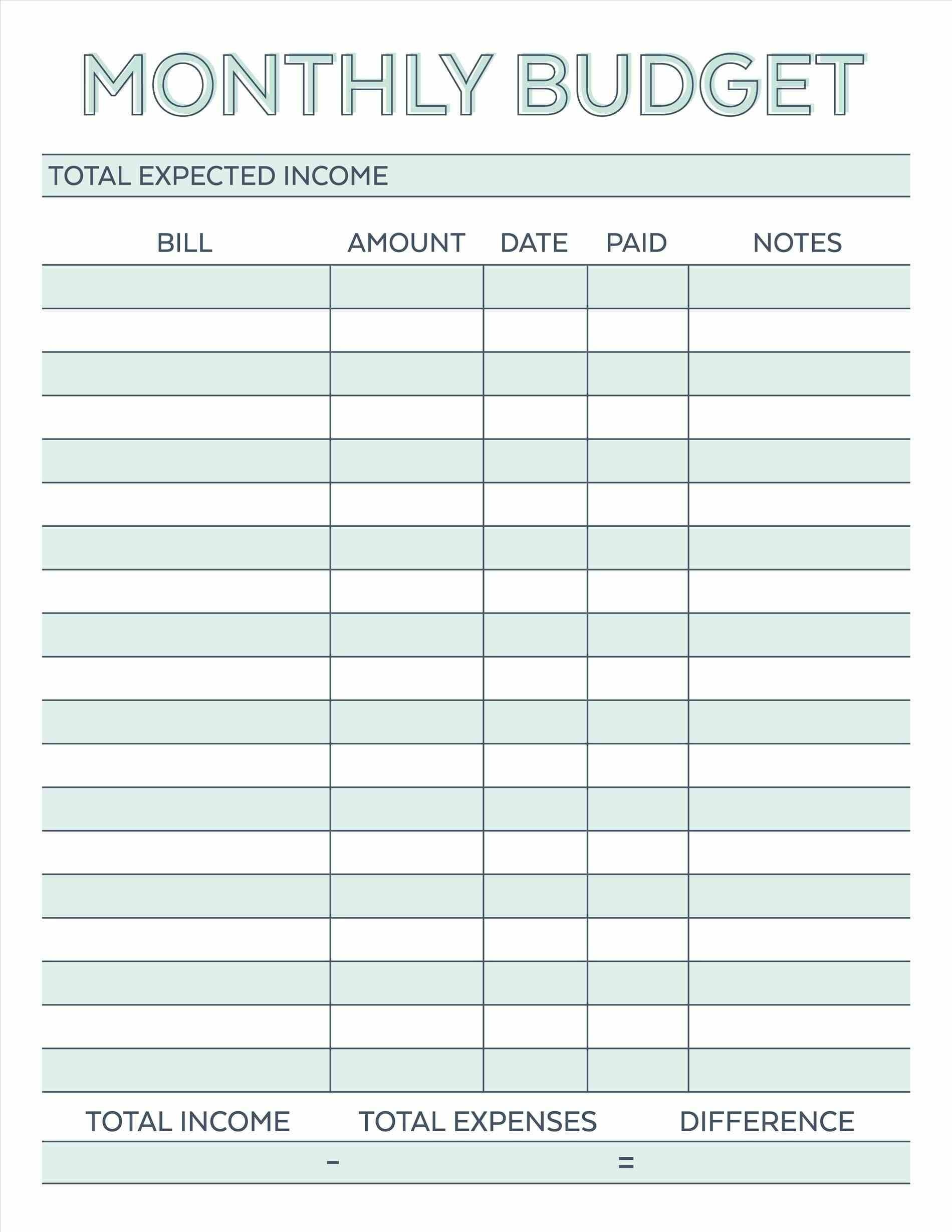 Budget Planner Planner Worksheet Monthly Bills Template Free - Free Printable Monthly Budget
