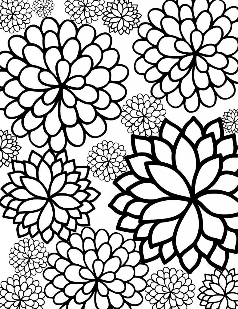 Bursting Blossoms Flower Coloring Page | Coloring Pages | Printable - Free Printable Flower Coloring Pages For Adults