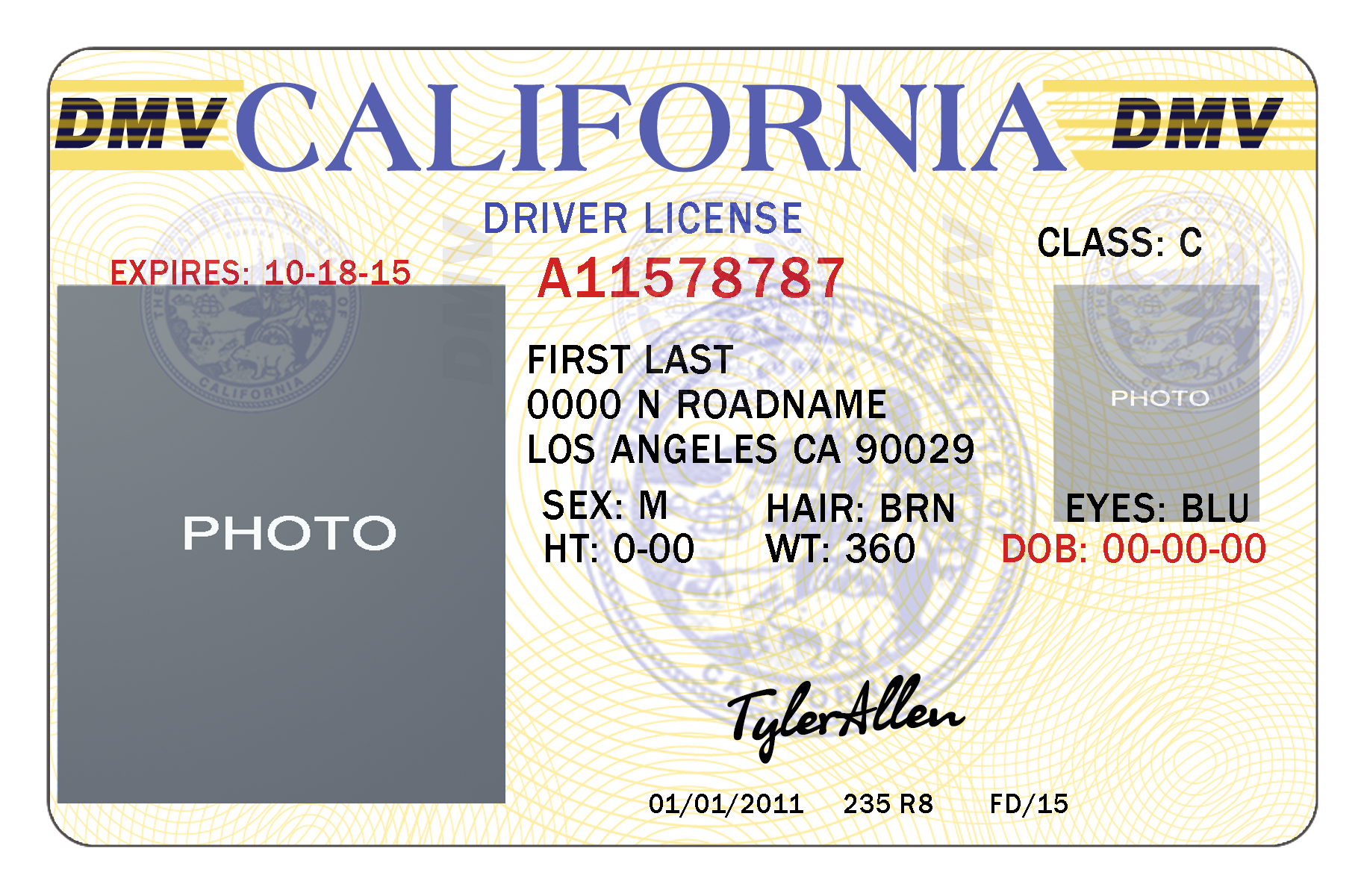 California Drivers License Template | California | Drivers License - Free Printable Fake Drivers License