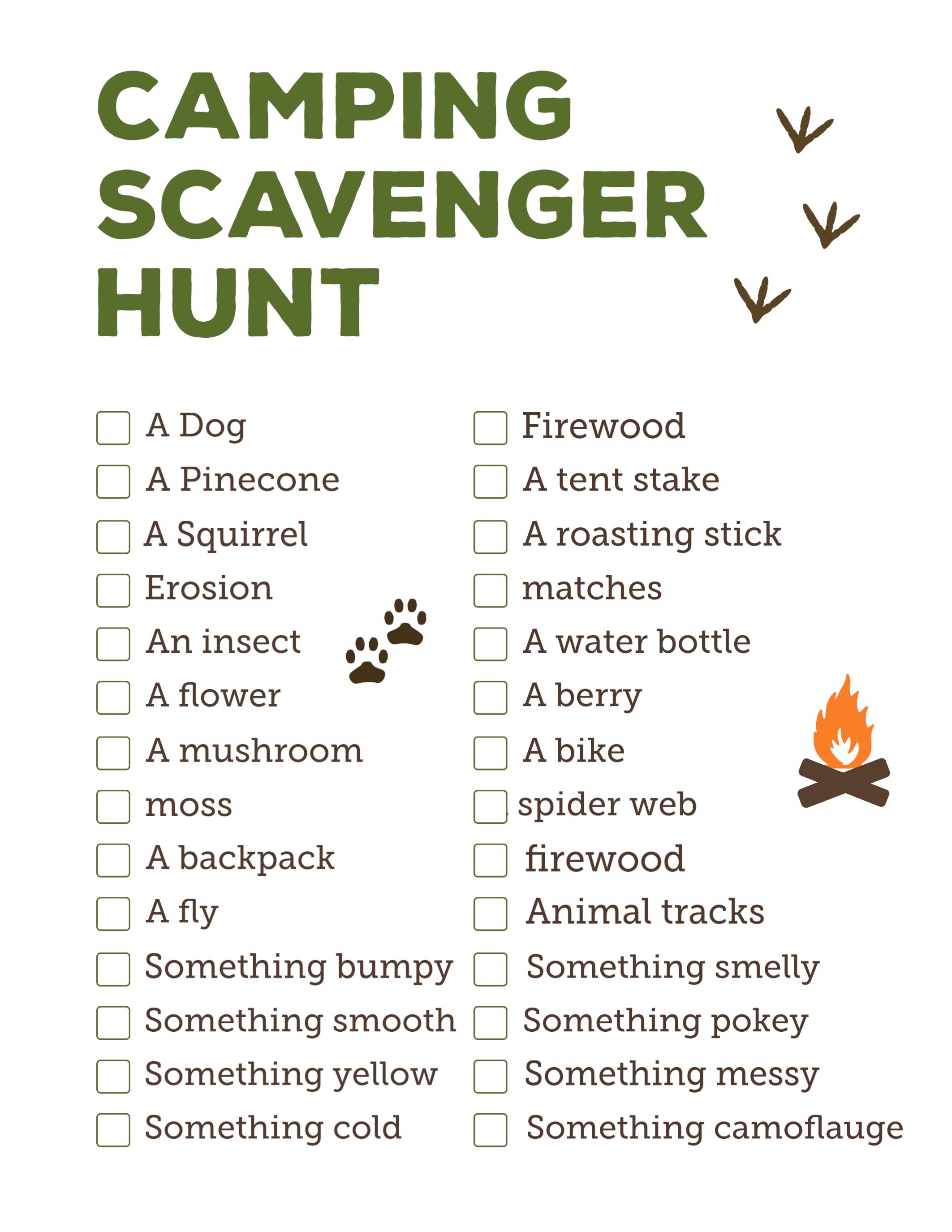 Camping Scavenger Hunt Printable - Paper Trail Design - Free Printable Scavenger Hunt For Kids