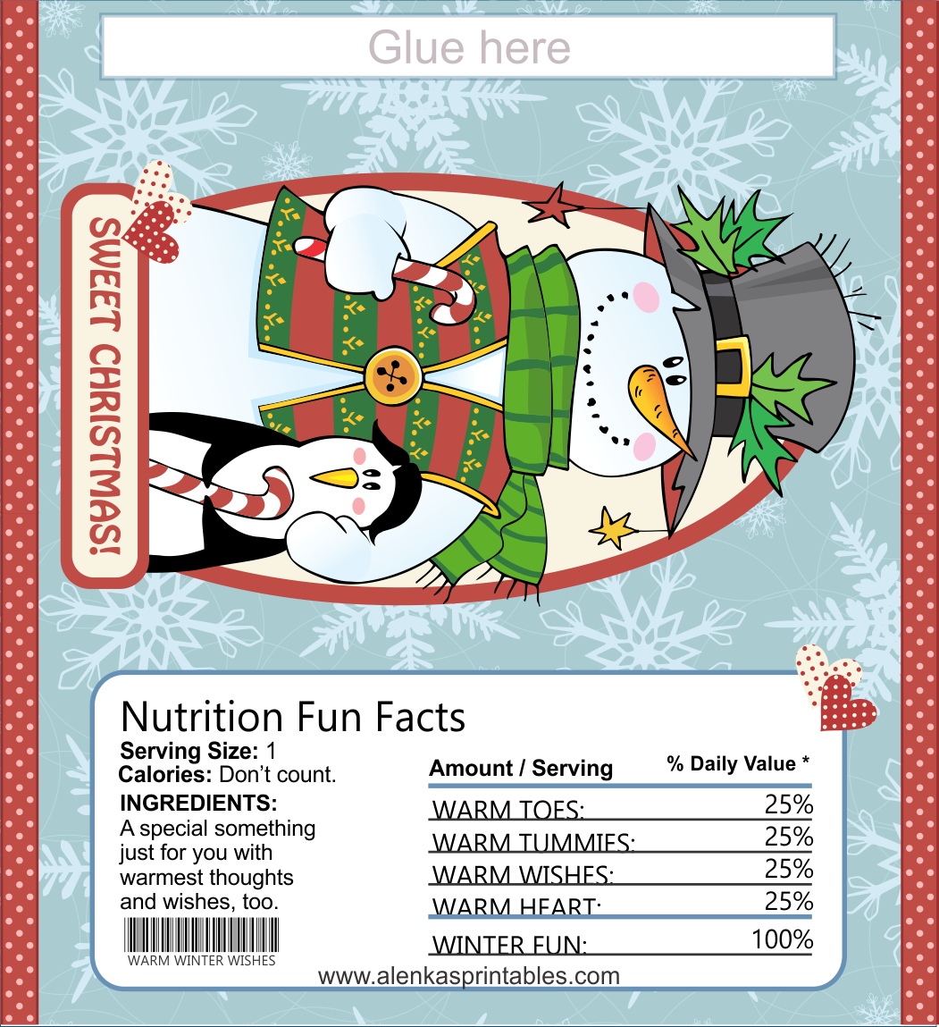 snowman hershey bar wrapper template