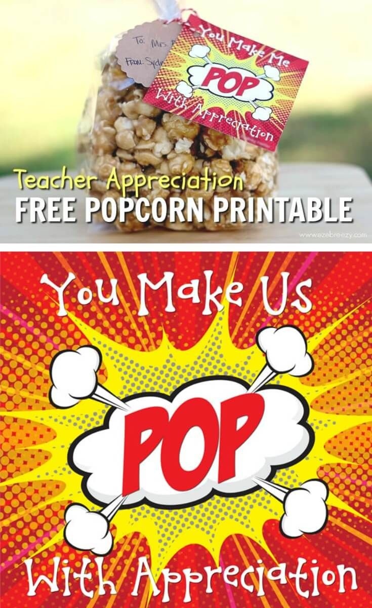 Caramel Popcorn | Recipe | Gift Ideas | Teacher Appreciation - Free Popcorn Teacher Appreciation Printable