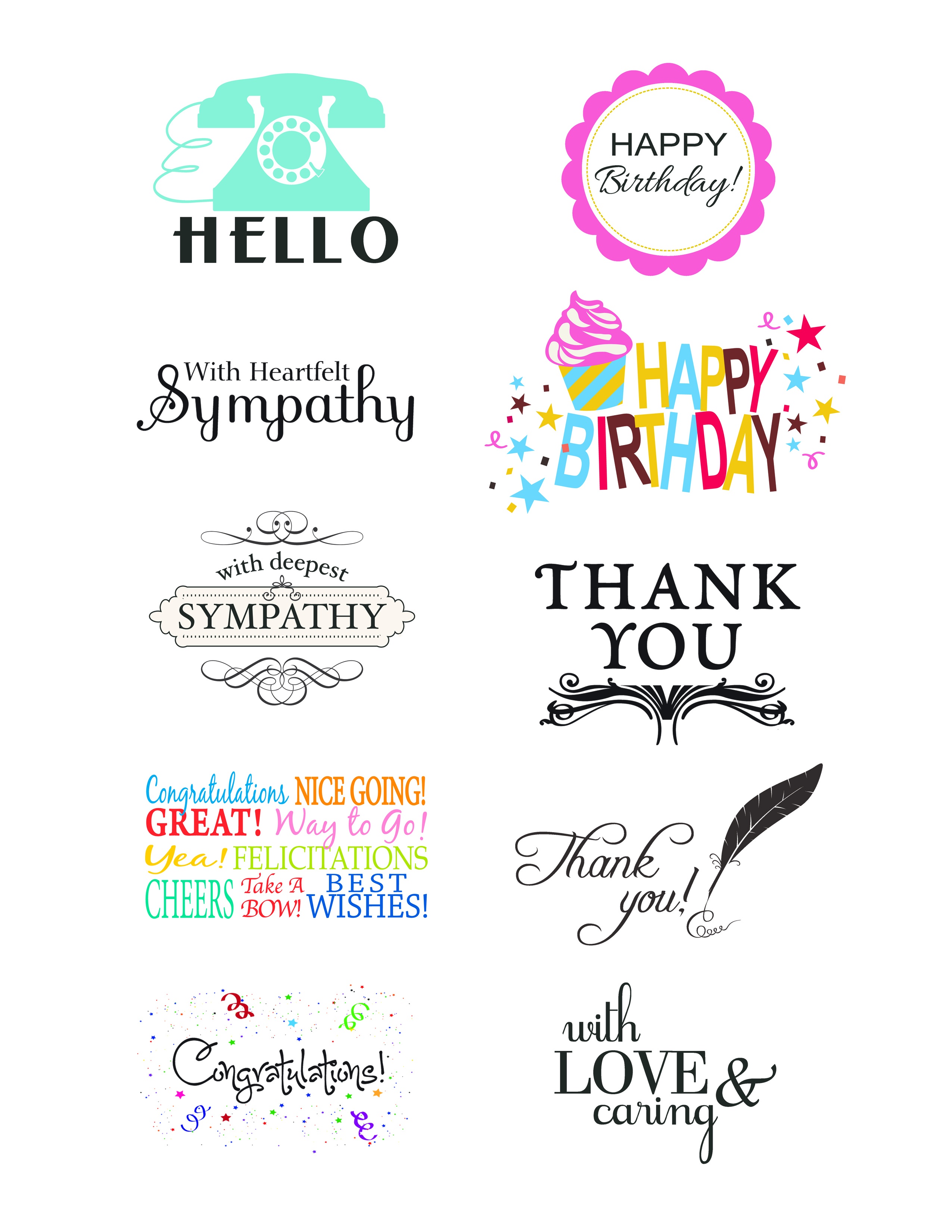 Printable Greeting Card Sentiments