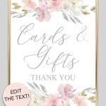 Cards & Gifts Printable Sign (Blush Floral | Free Printables | Free   Cards Sign Free Printable
