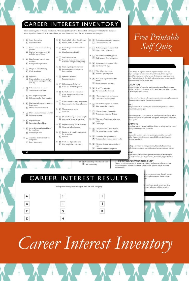 Printable Interest Inventory For Students