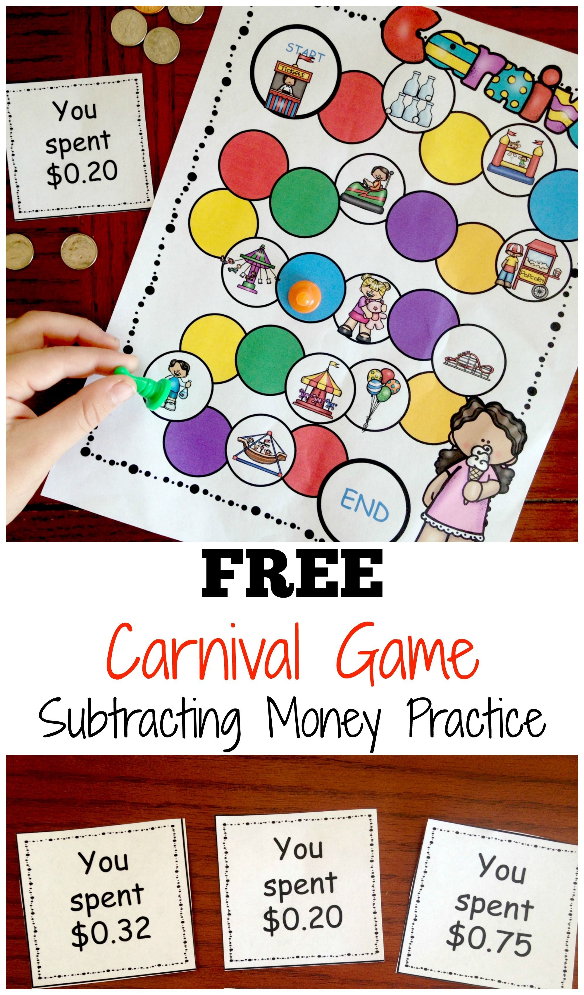 Carnival Subtracting Money Game | Free Worksheets For Kids - Free Printable Game Money