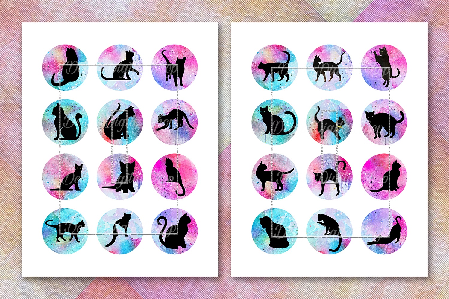 Cat Silhouette,image Digital Cabochon,cats Printable Images - Free Printable Cabochon Templates