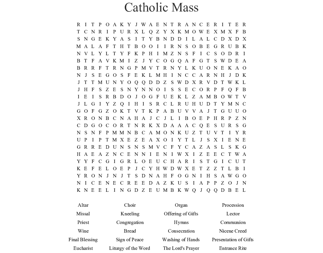 Free Printable Catholic Word Search Free Printable