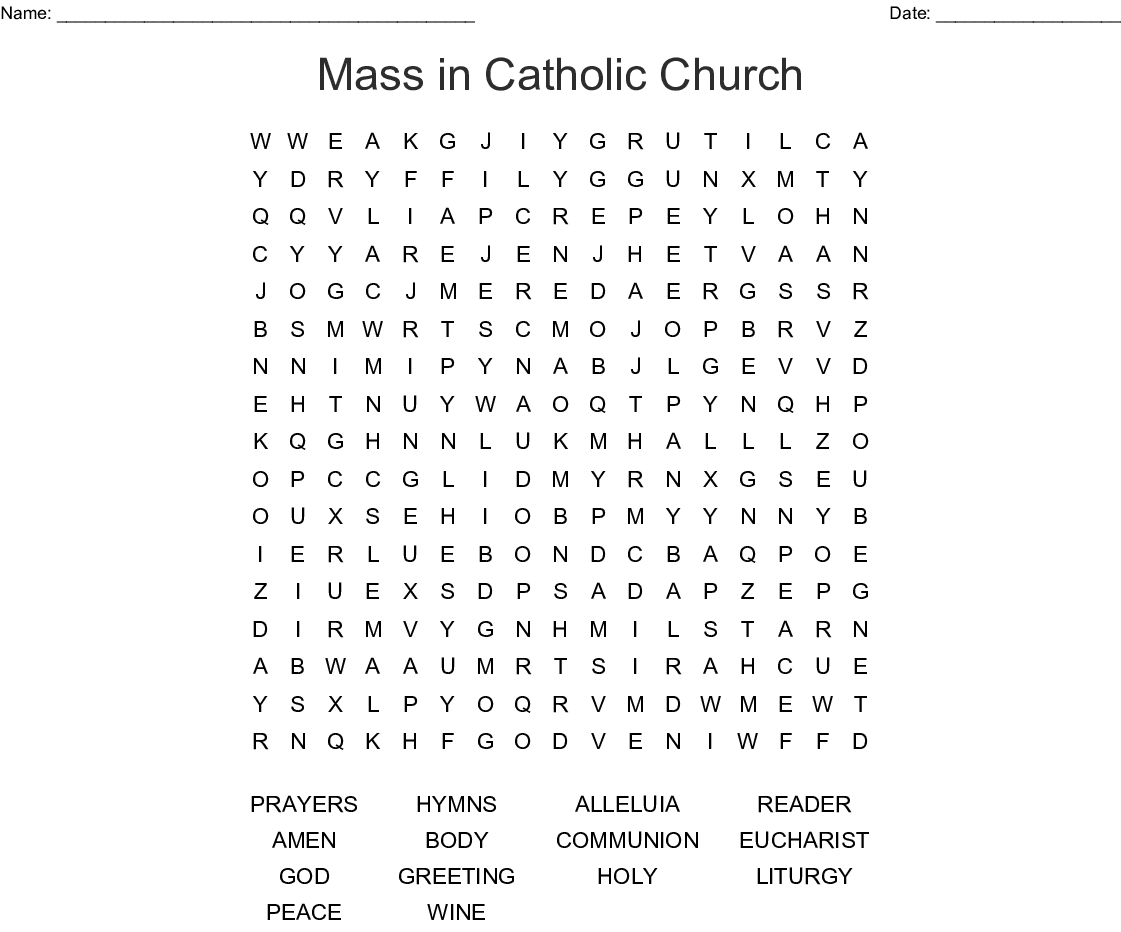 Catholic Mass Word Search - Wordmint - Free Printable Catholic Word Search