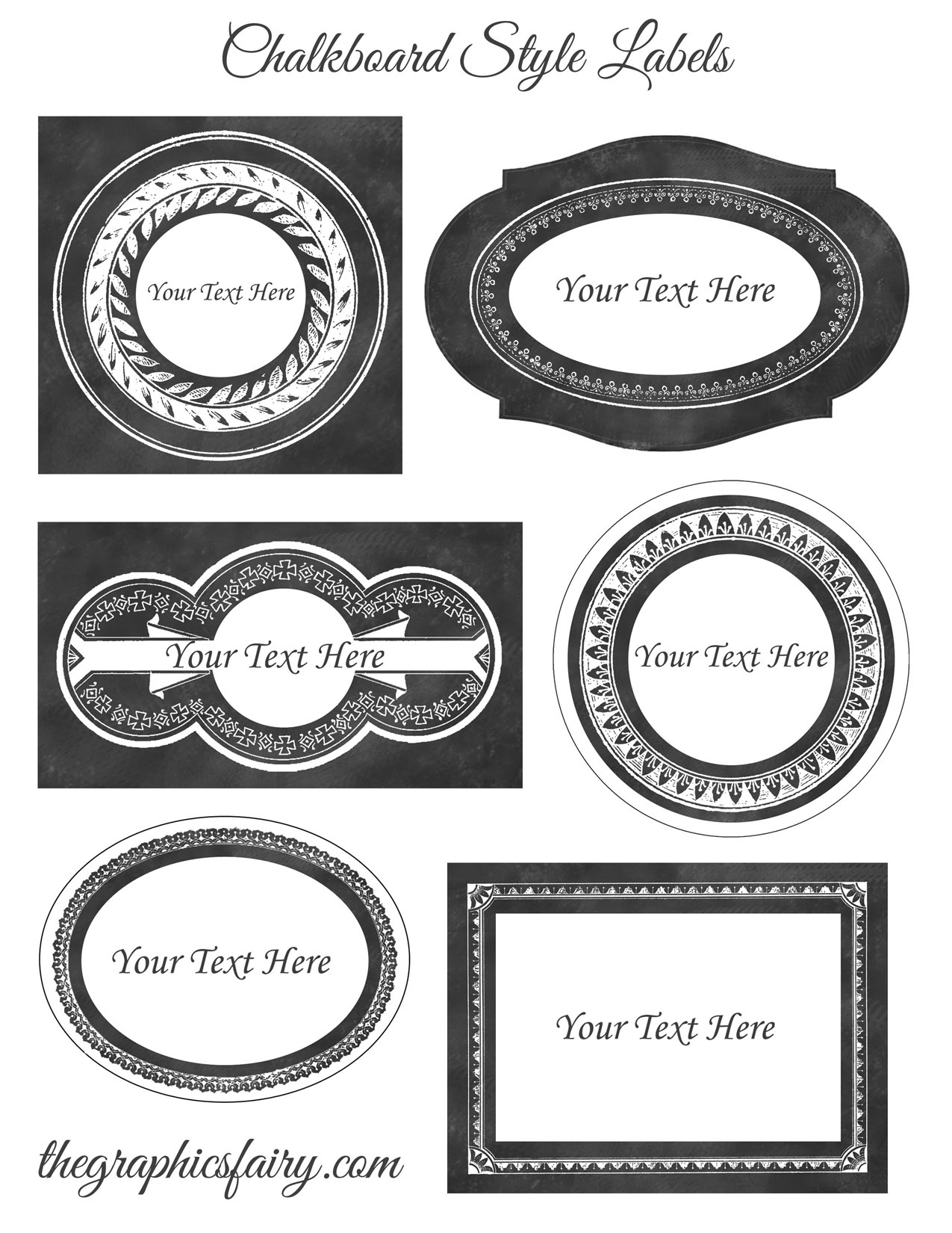 Chalkboard Style Printable Labels - Editable! - The Graphics Fairy - Free Customizable Printable Labels
