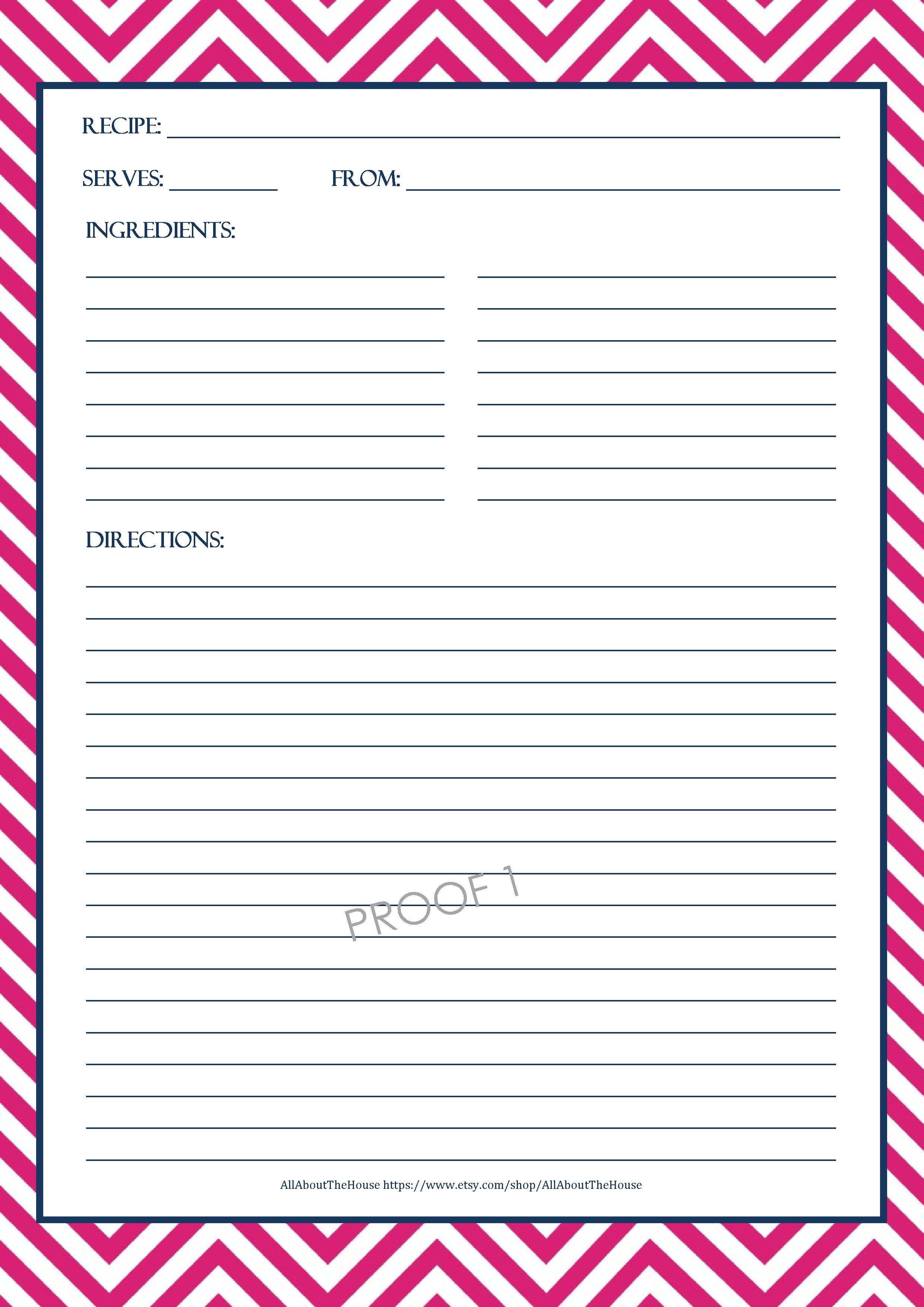 recipe cards template free download