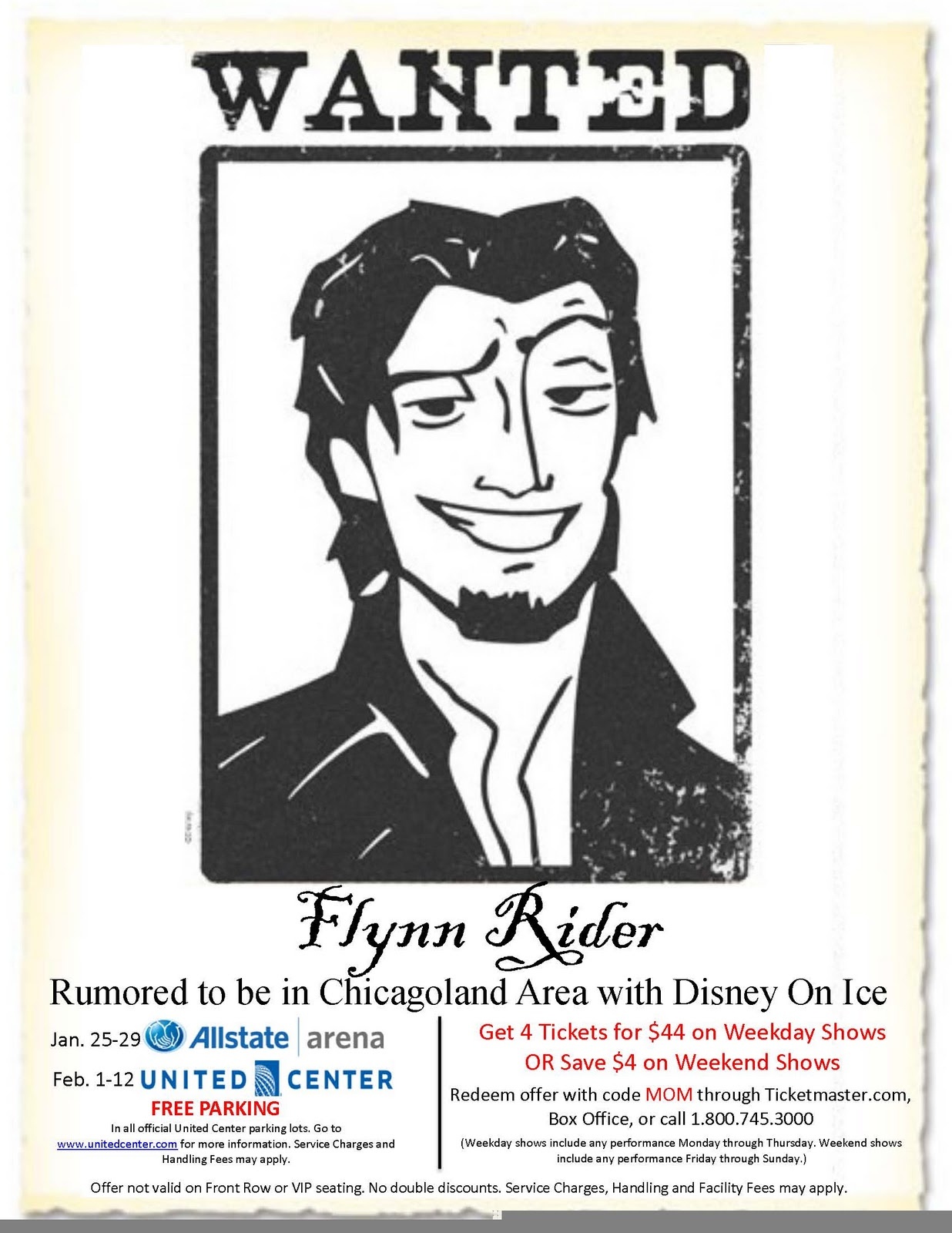 Chiil Mama : Disney On Ice Dare To Dream-Win 4 Free Tickets Or A $40 - Free Printable Flynn Rider Wanted Poster