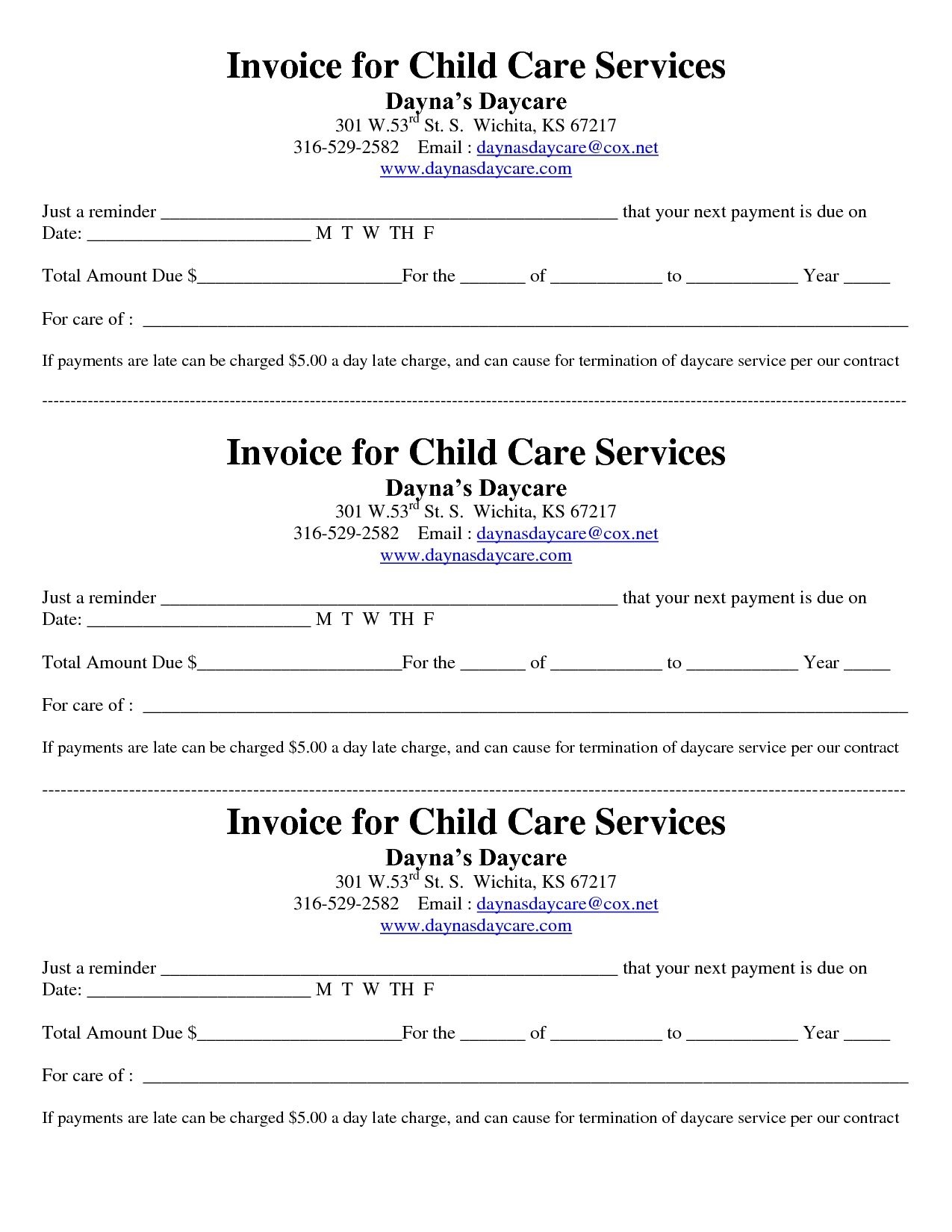 free printable daycare receipts free printable