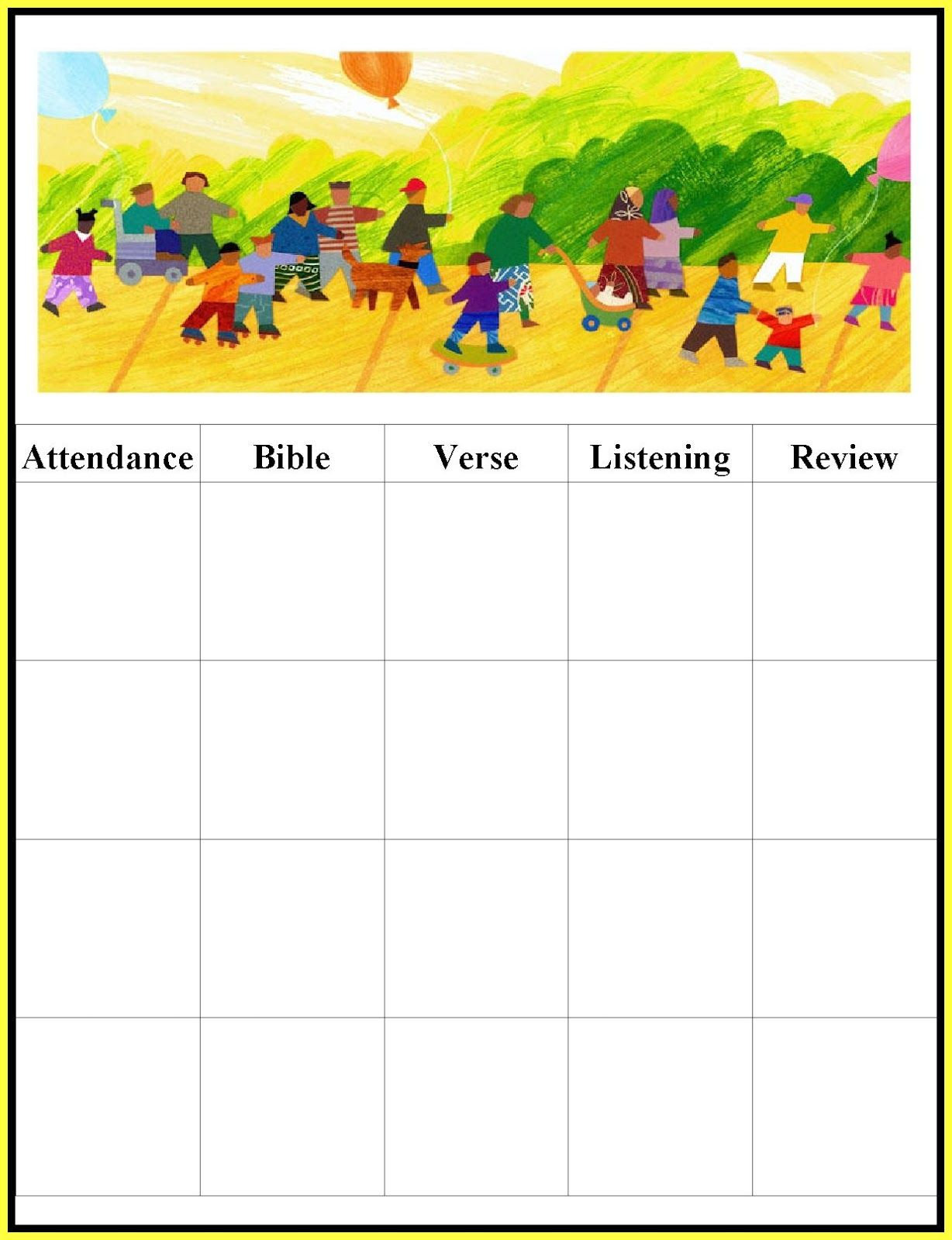 Sunday School Attendance Chart Free Printable 57 Images In Free 