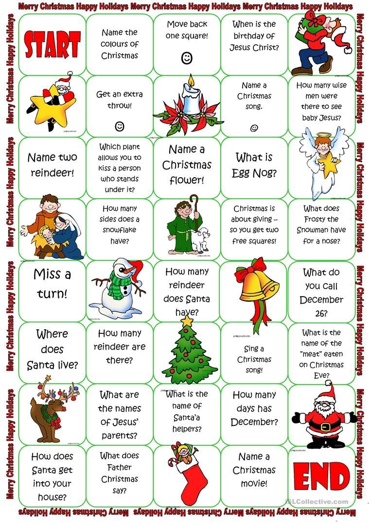 Christmas Board Game Worksheet - Free Esl Printable Worksheets Made - Free Holiday Games Printable