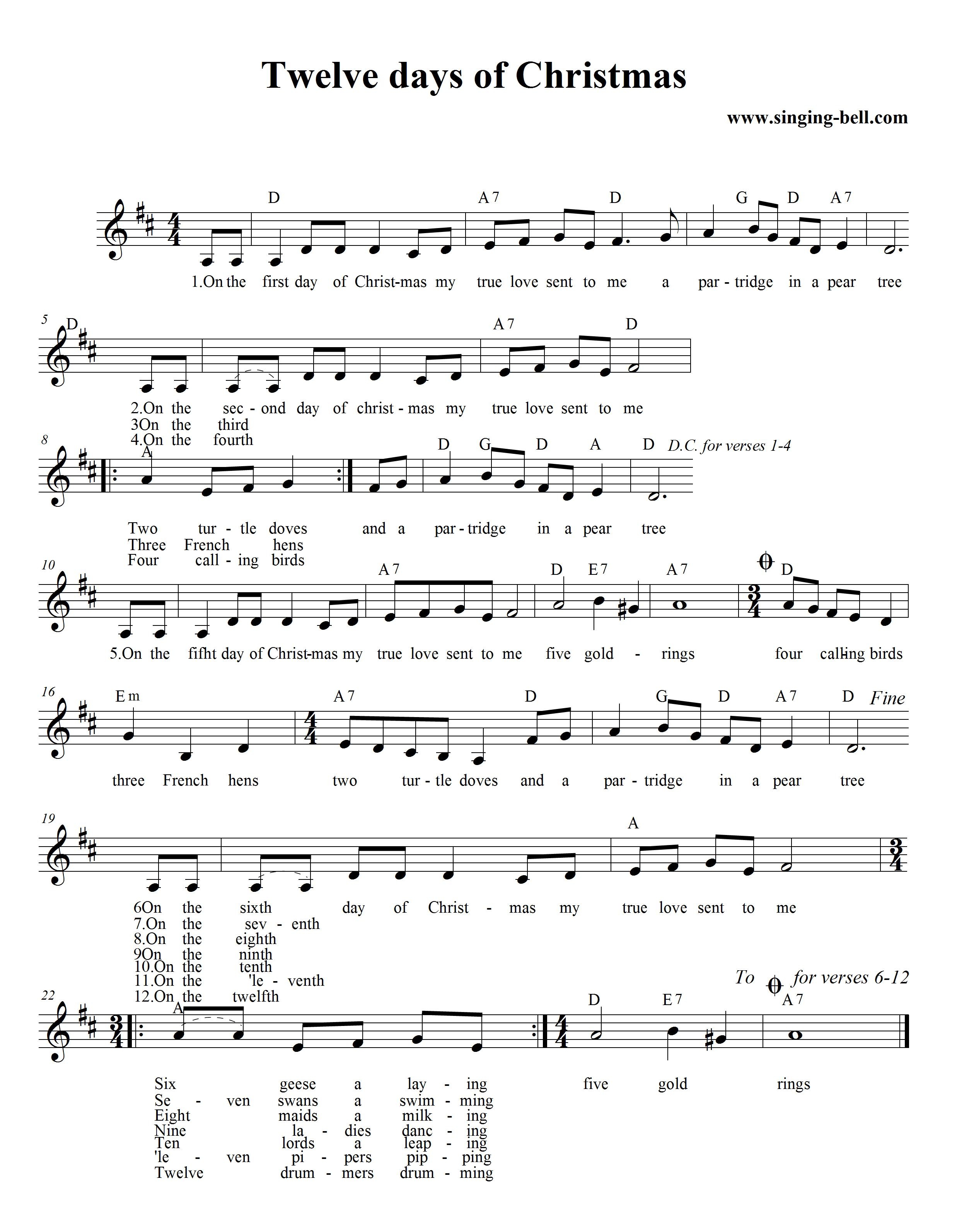 Christmas Carols Sheet Music Free Printable Free Printable