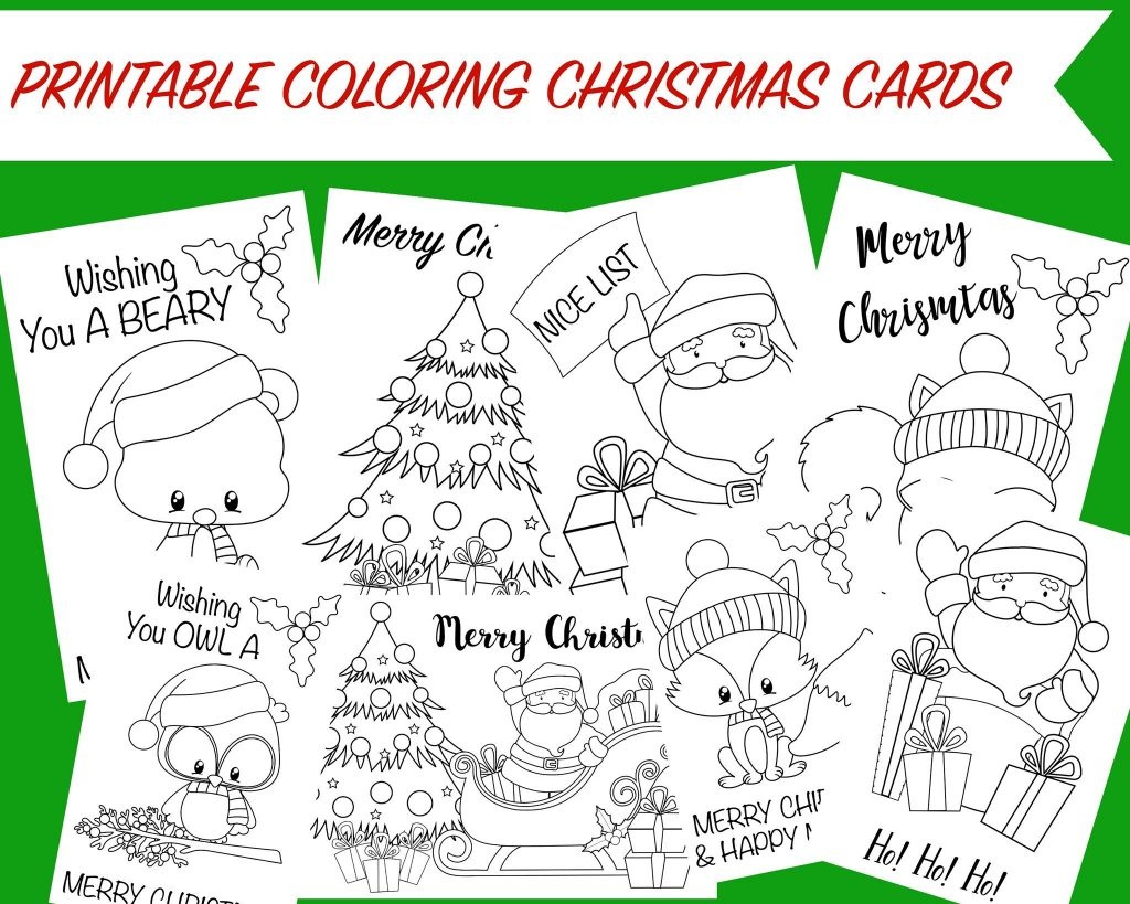 Christmas Coloring Cards - Free Printable Christmas Activity For Kids - Free Printable Christmas Pictures