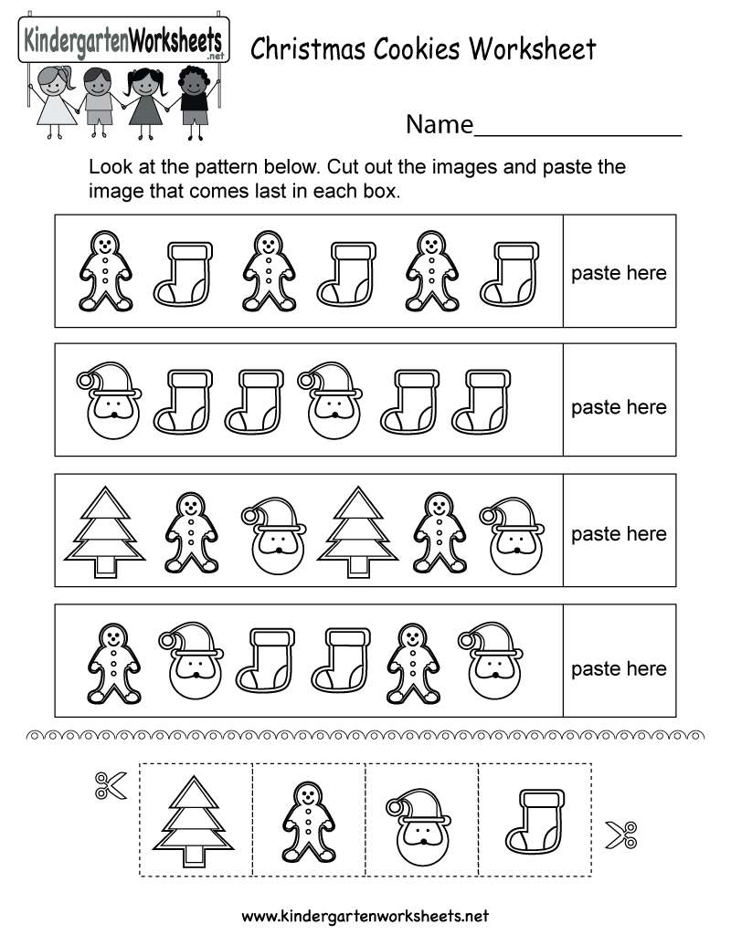 Christmas Cookies Worksheet - Free Kindergarten Holiday Worksheet - Free Printable Kindergarten Worksheets Cut And Paste