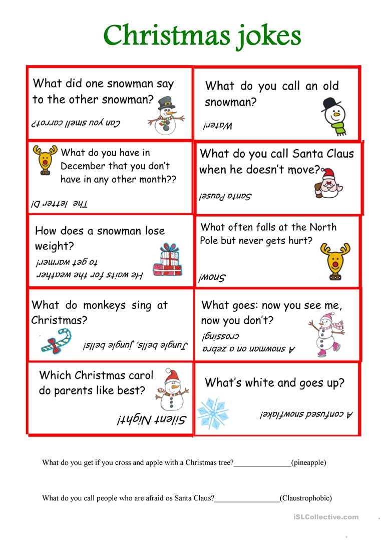 Christmas Jokes Worksheet - Free Esl Printable Worksheets Made - Free Printable Jokes For Adults